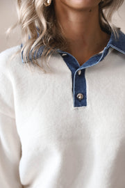 Denim Collar Sweater Pullover