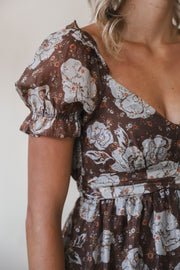 Romantic Autumn Floral Midi Dress