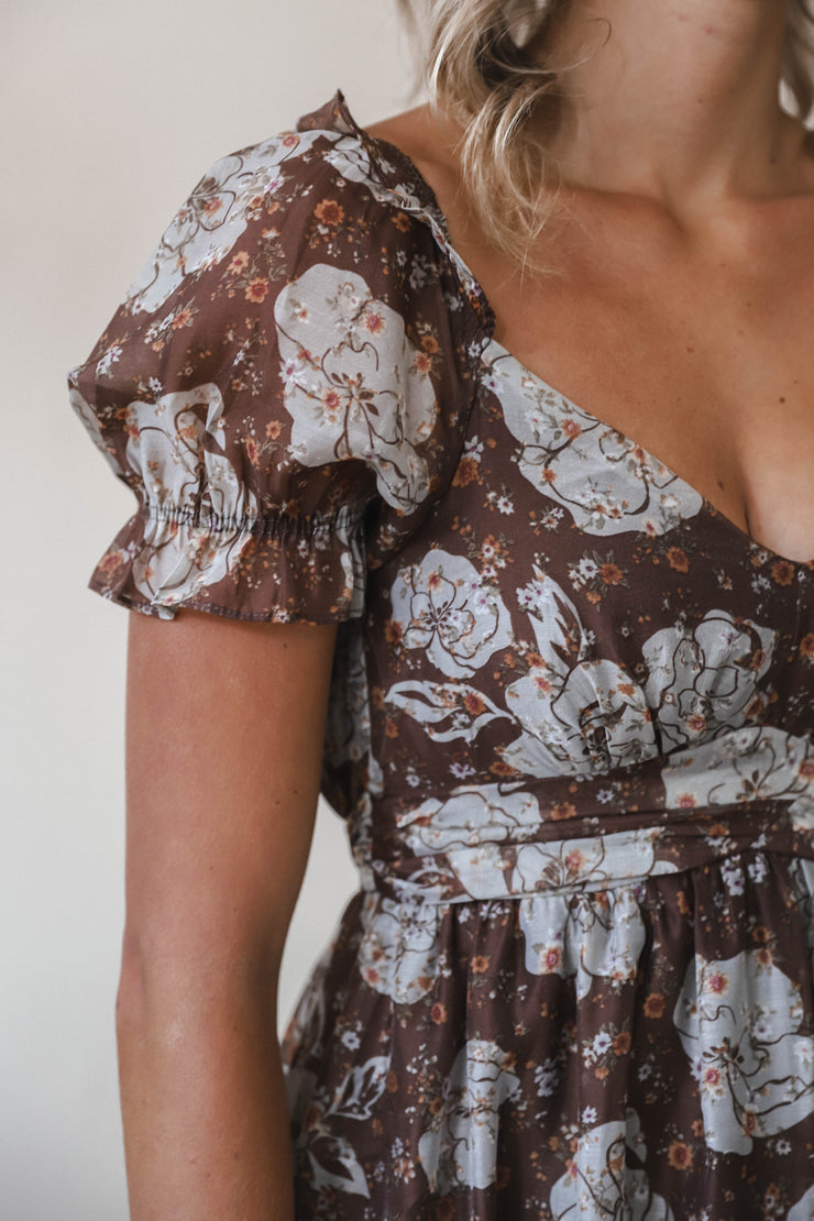 Romantic Autumn Floral Midi Dress