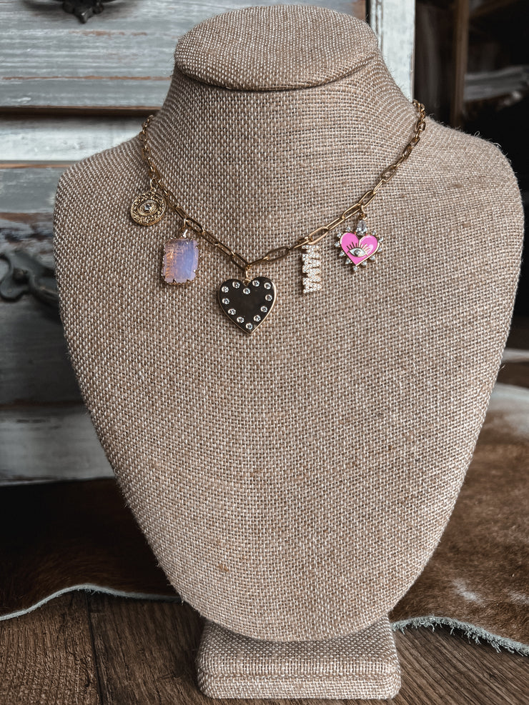 Charmed I'm Sure Pink Heart Necklace