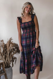 Navy Plaid Dress