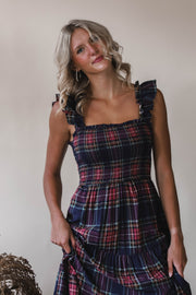 Navy Plaid Dress