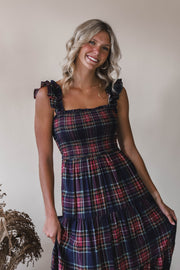 Navy Plaid Dress