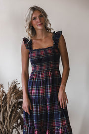 Navy Plaid Dress
