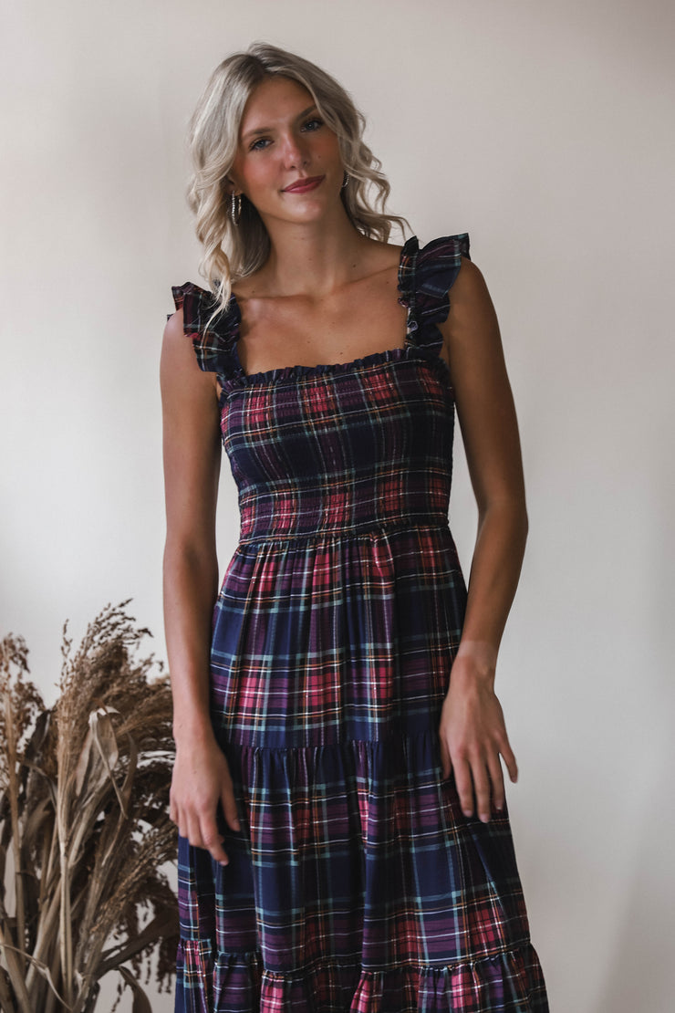 Navy Plaid Dress