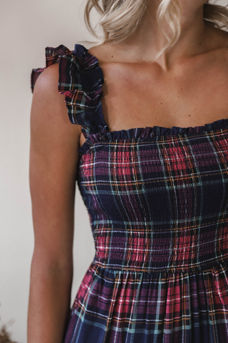 Navy Plaid Dress