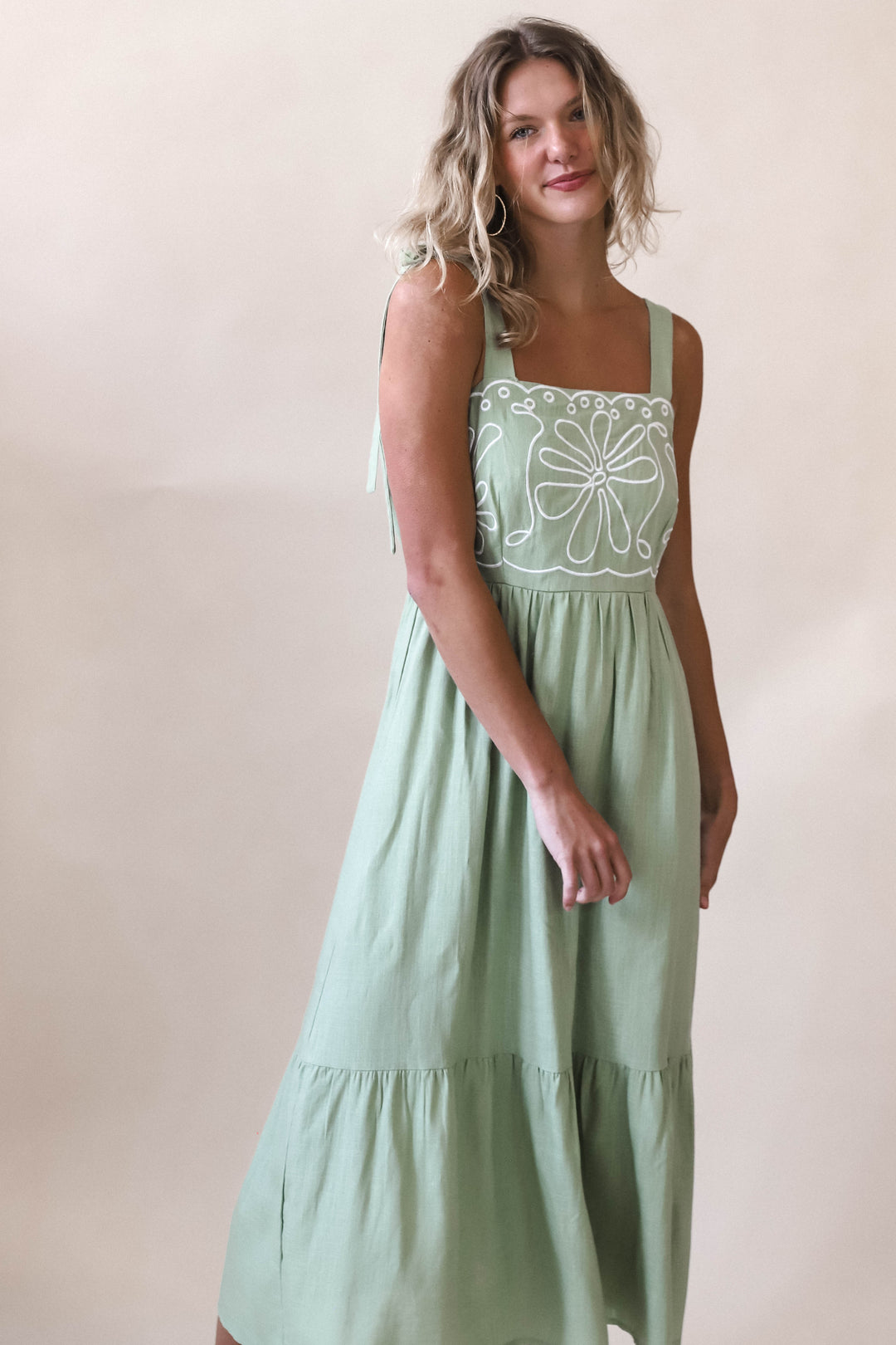 Sage Tea Dress 1 Happy Girl Sage Tea Dress 1 Happy Girl
