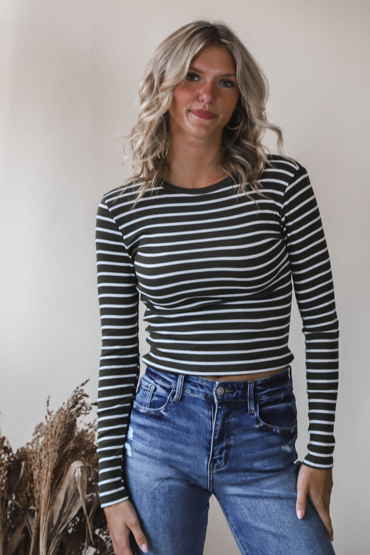 Olive Grove Stripe Tee