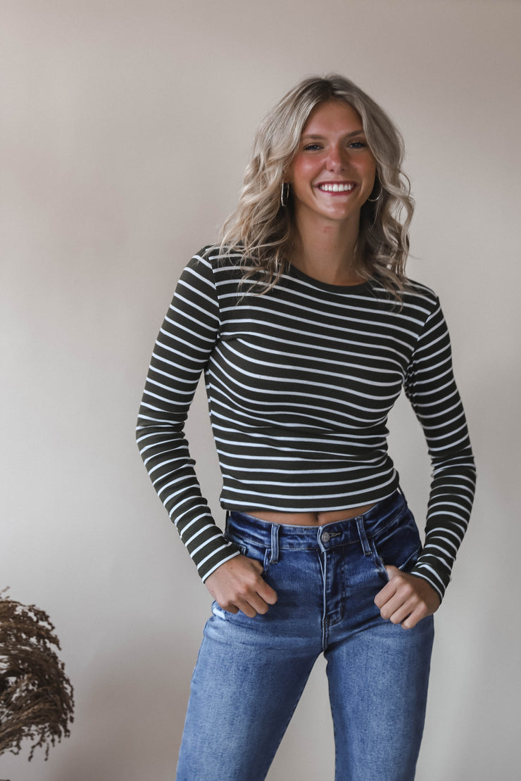Olive Grove Stripe Tee