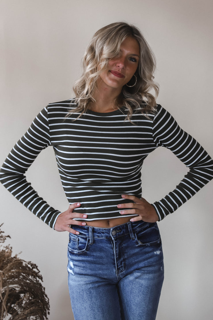 Olive Grove Stripe Tee
