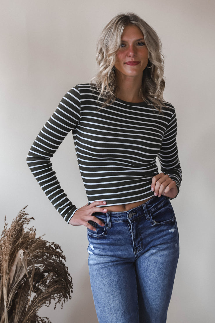 Olive Grove Stripe Tee