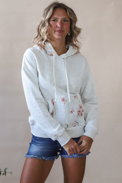 Quilted Floral Accent Hoodie