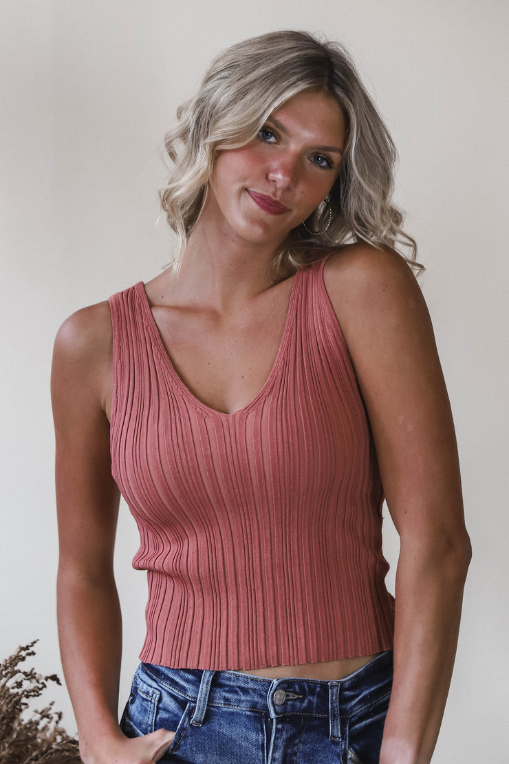 Mauve Essential Rib Tank
