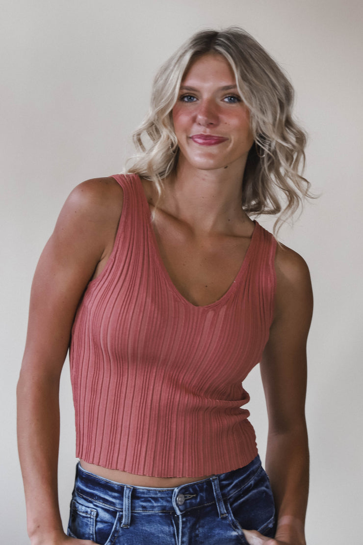 Mauve Essential Rib Tank