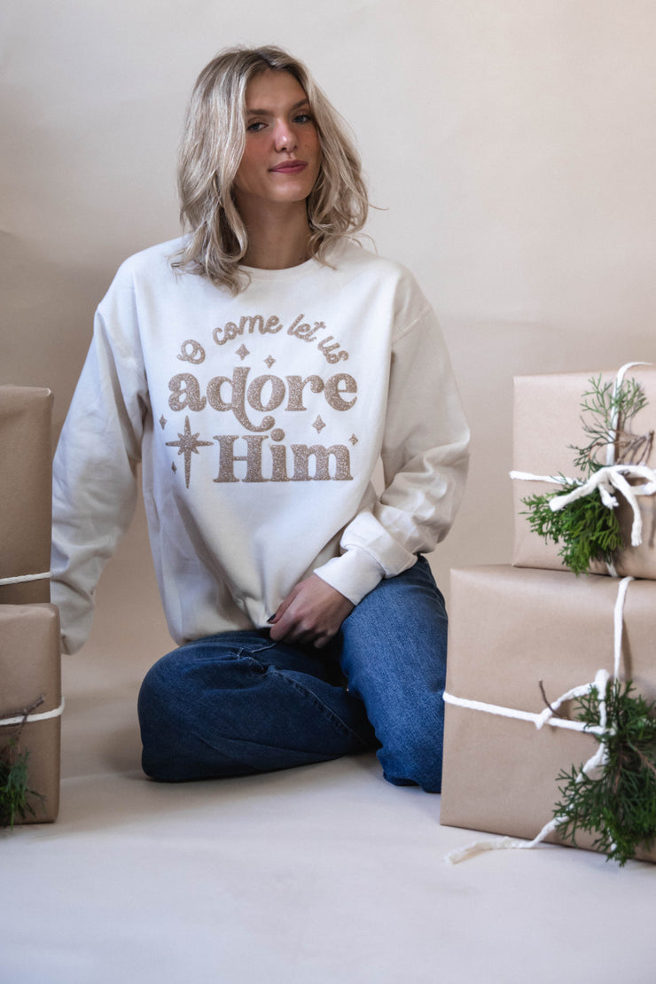 Adore him glitter sweatshirt