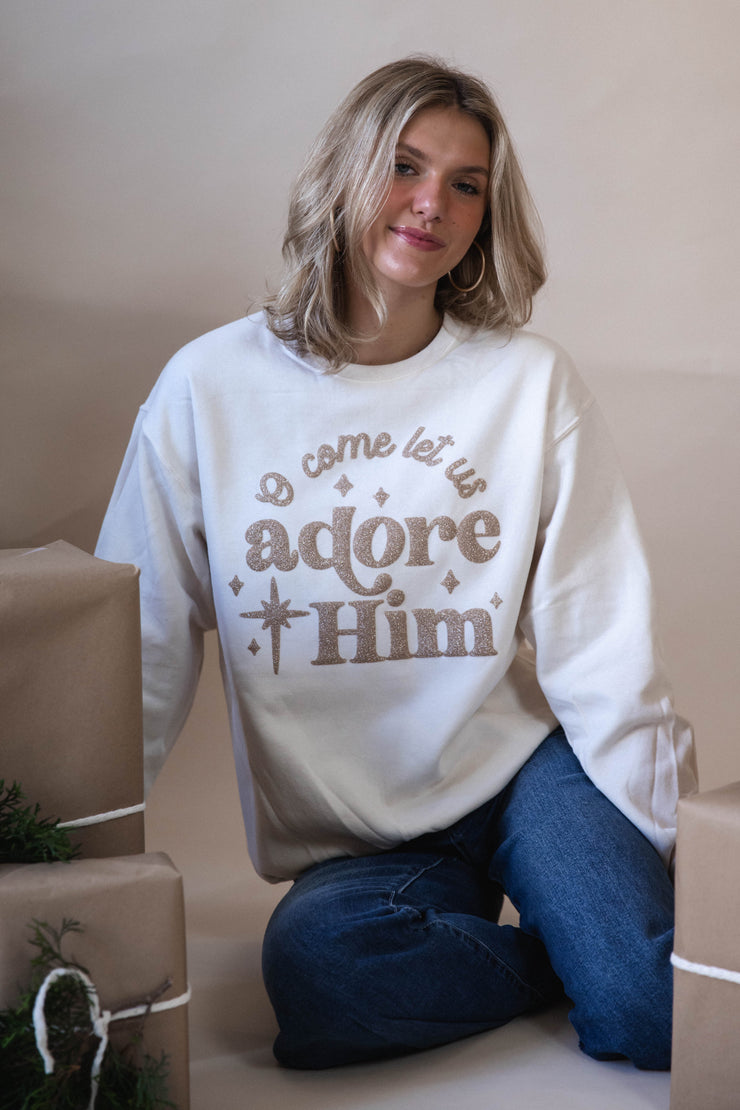 Adore him glitter sweatshirt