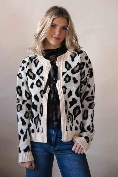 Leopard Bow Cardigan