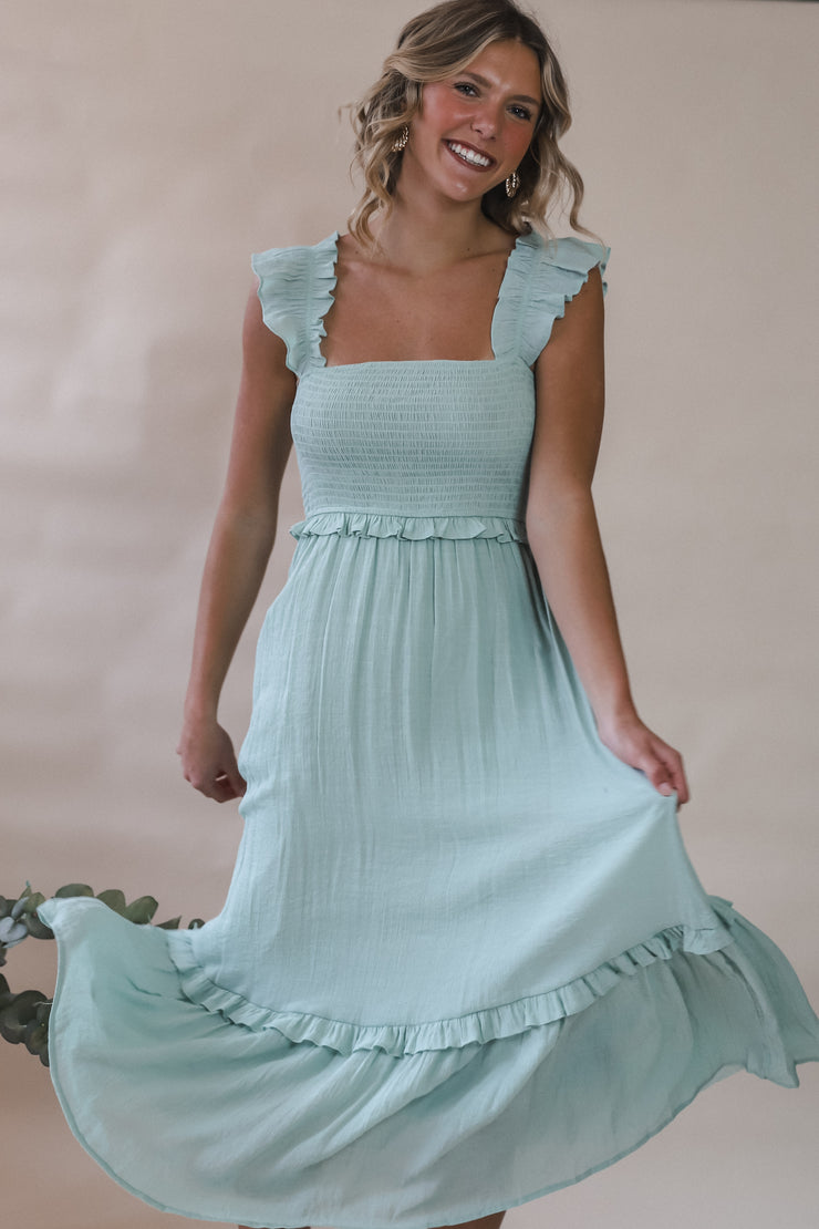 Dusty Sage Beverly Dress 1 Happy Girl Dusty Sage Beverly Dress 1 Happy Girl