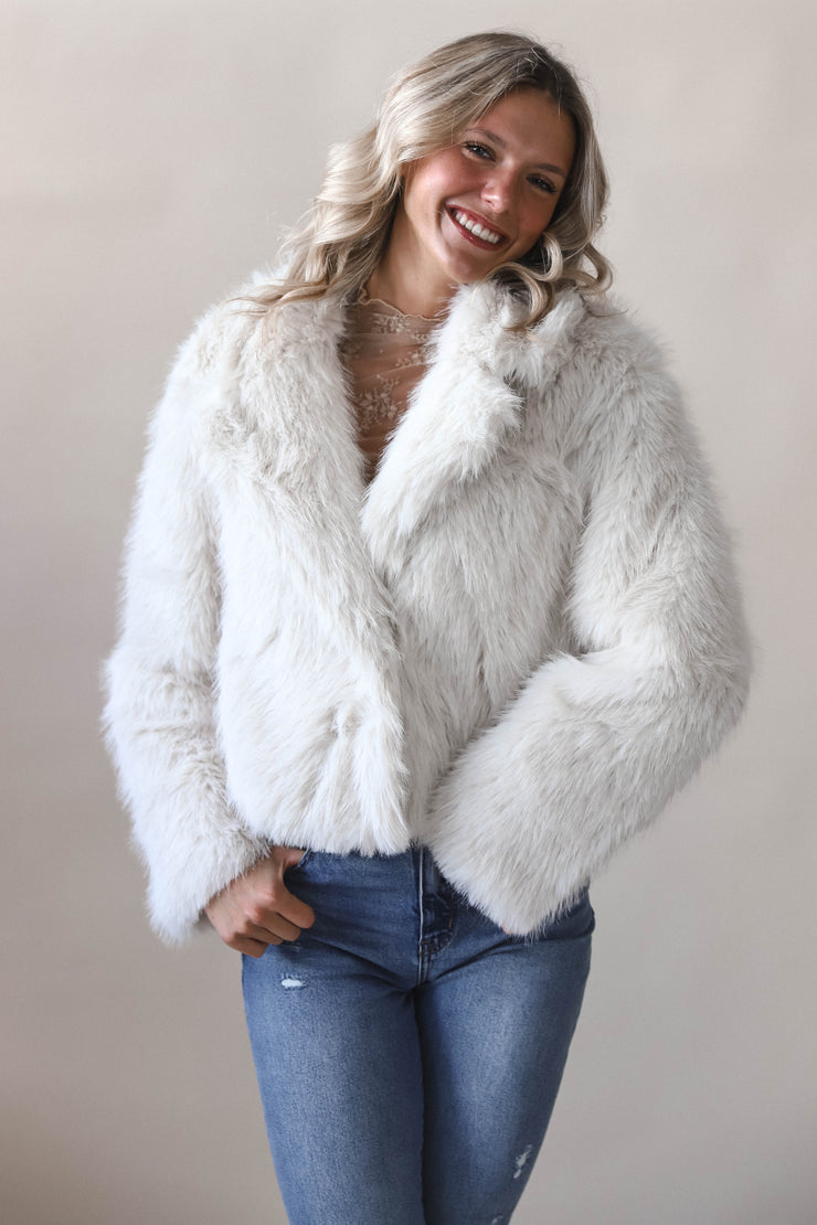 Maria Ivory  Faux Fur Jacket