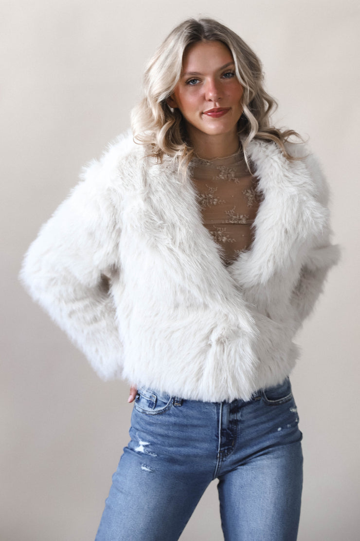 Maria Ivory  Faux Fur Jacket