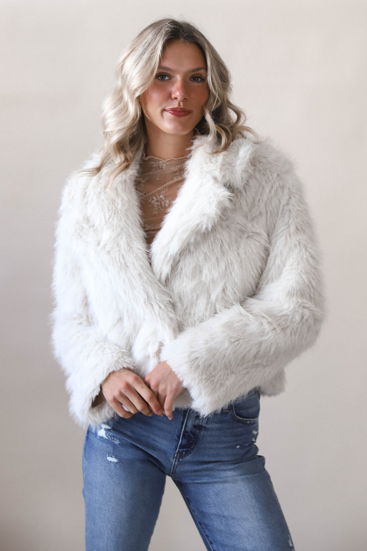 Maria Ivory  Faux Fur Jacket