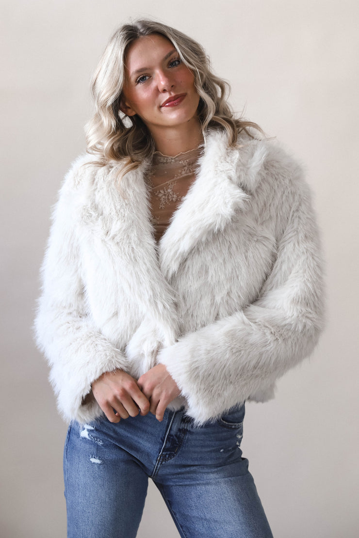 Maria Ivory  Faux Fur Jacket