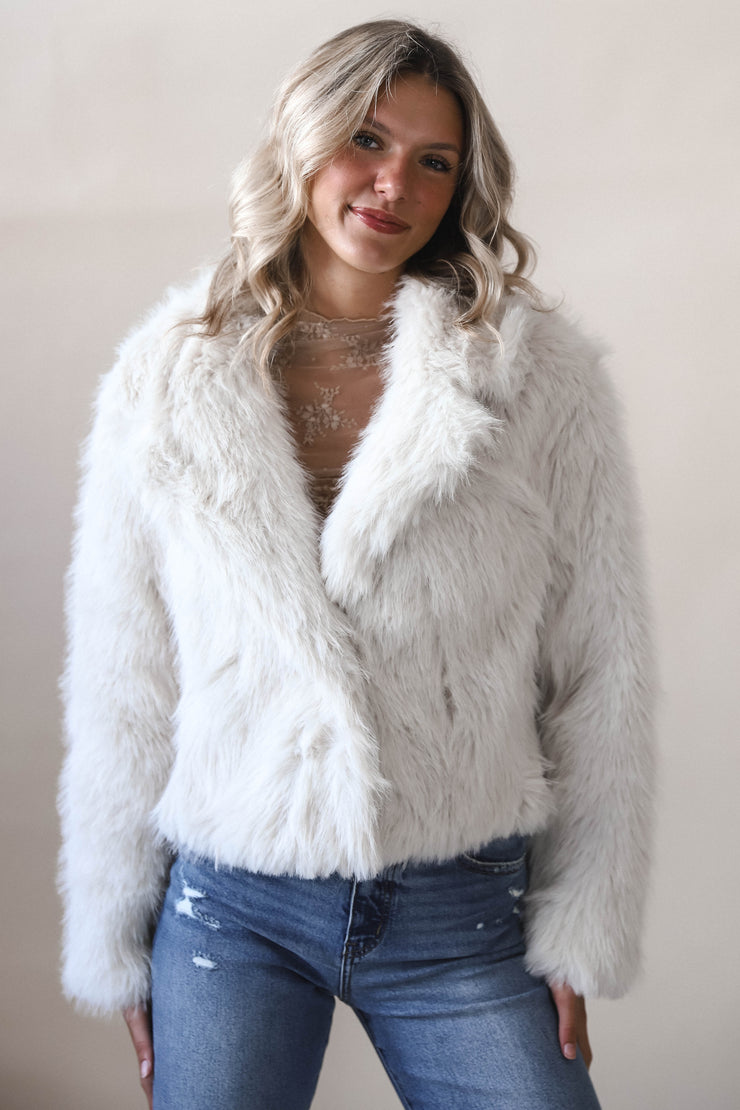 Maria Ivory  Faux Fur Jacket