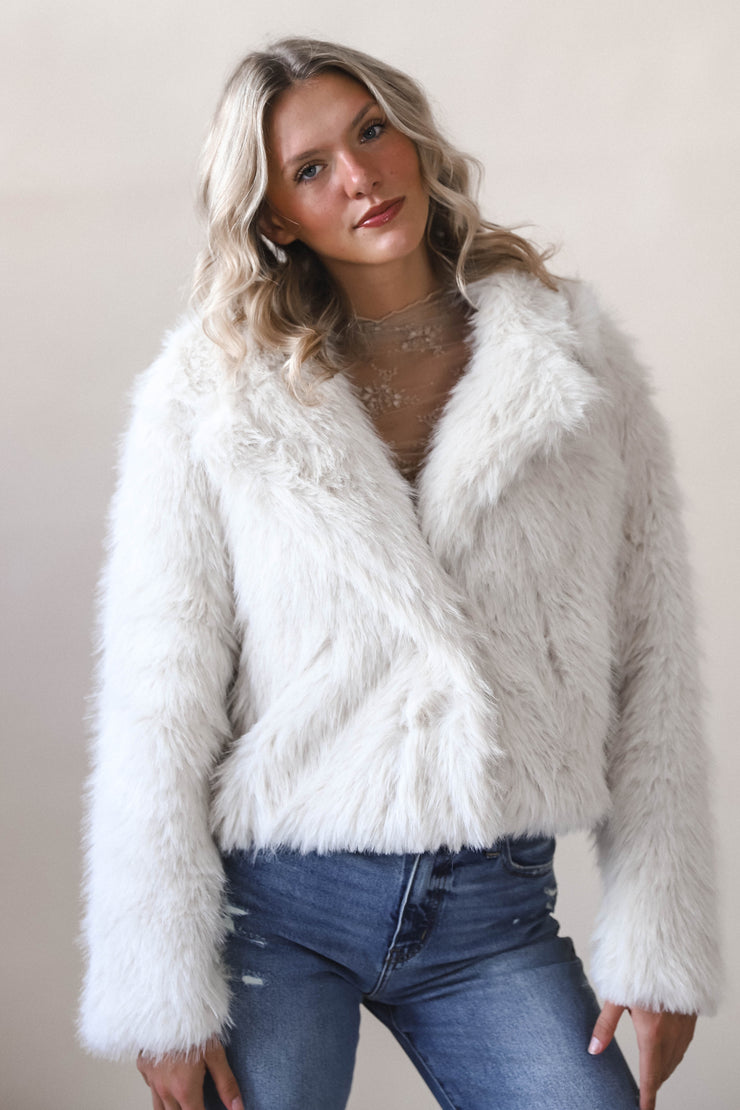 Maria Ivory  Faux Fur Jacket