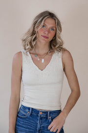 Dusty Taupe Lace Tank