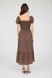 Jay Brown Plaid Midi Dress