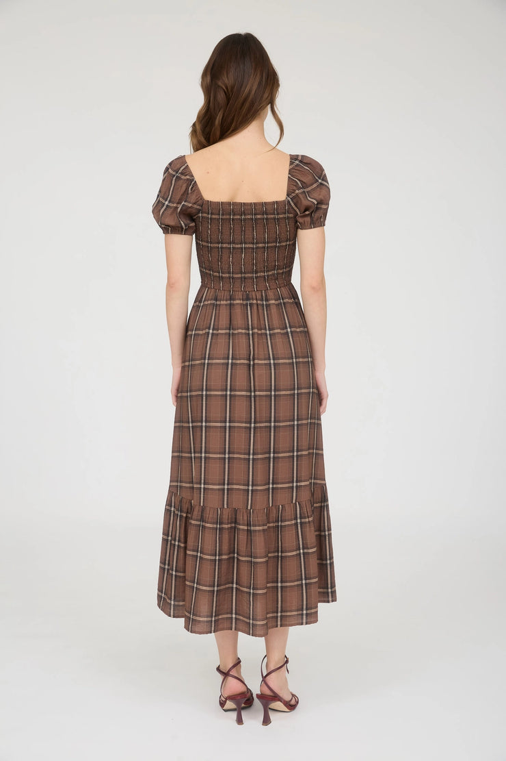 Jay Brown Plaid Midi Dress