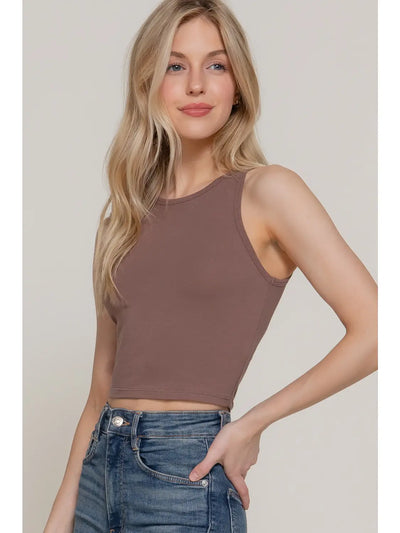 Espresso Halter Crop
