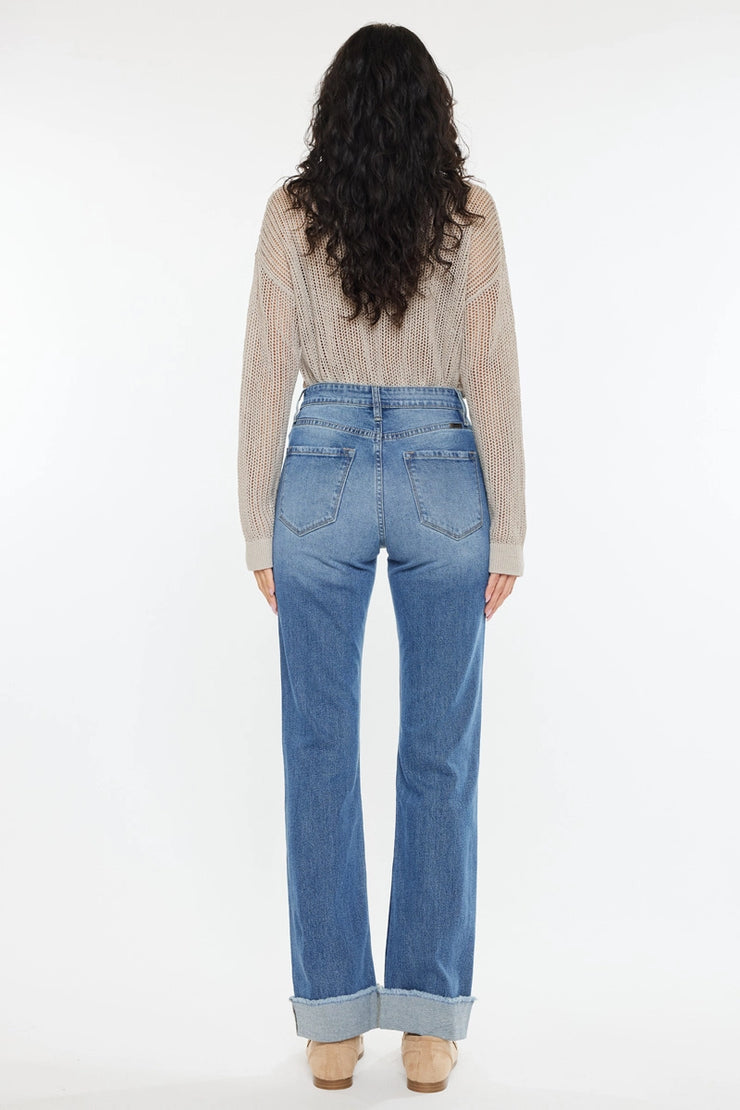 Cuffed Slim Straight Leg Jeans