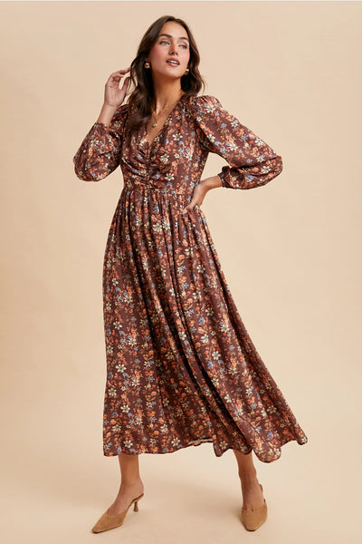 Autumn Blossom Midi Dress