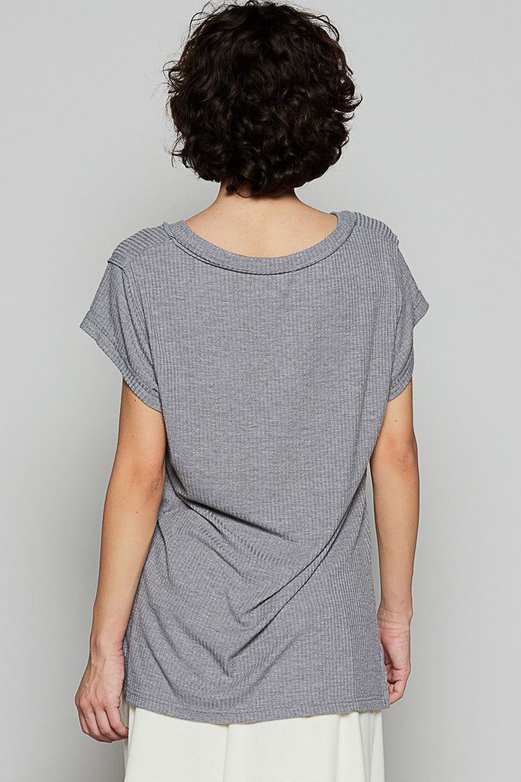 Grey Ribbed Tee