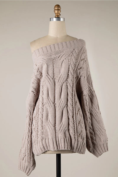 Boatneck Braided Sweater
