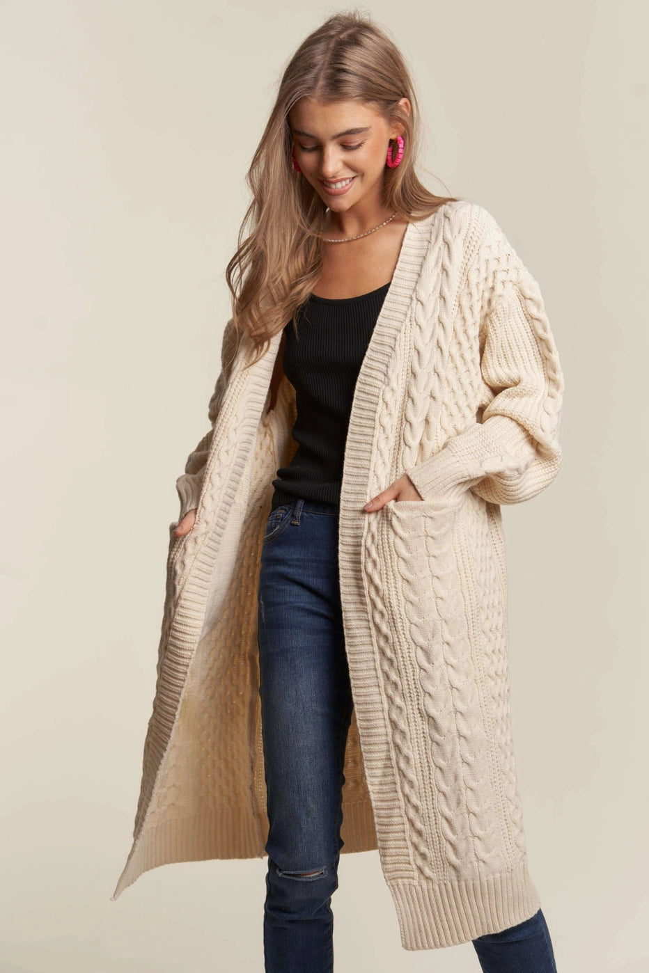 Beige Cableknit Cardigan – 1 Happy Girl