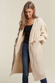 Beige Cableknit Cardigan