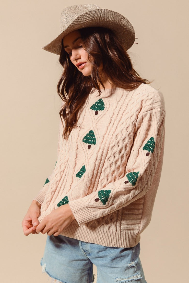 Embroidered Tree Sweater