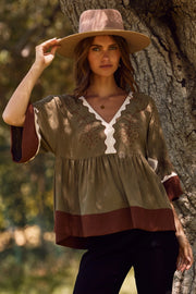 Colorblocked Boho Blouse