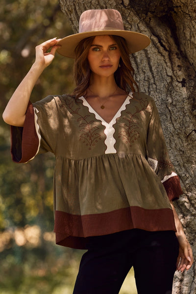 Colorblocked Boho Blouse