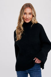 Free Falling Turtleneck Black Sweater