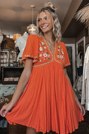 Raquel Citrus Embroidered Dress