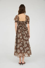 Romantic Autumn Floral Midi Dress
