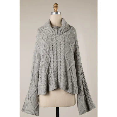 Grey Braided Turtleneck