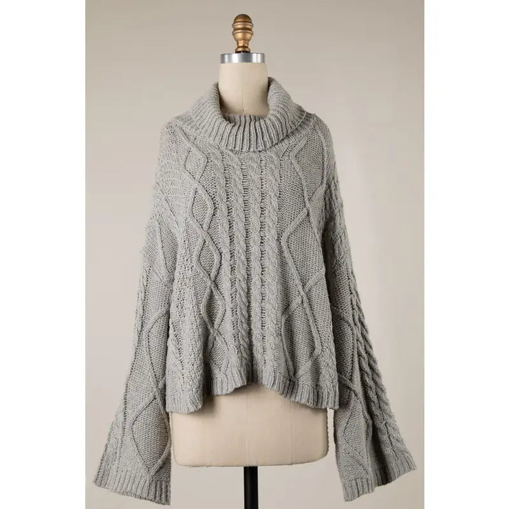 Grey Braided Turtleneck