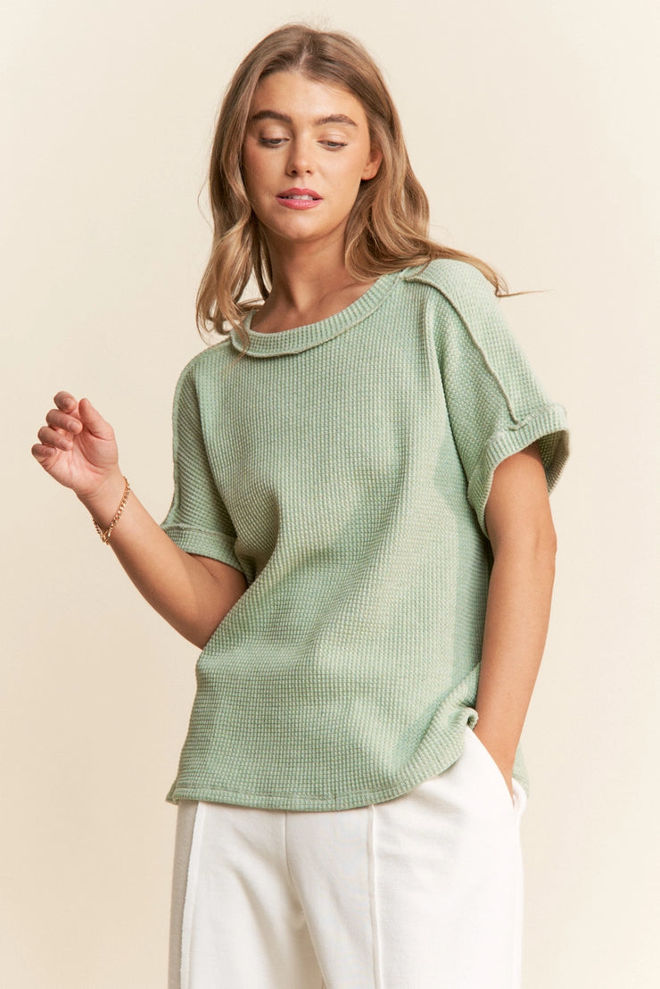 Green waffle tee