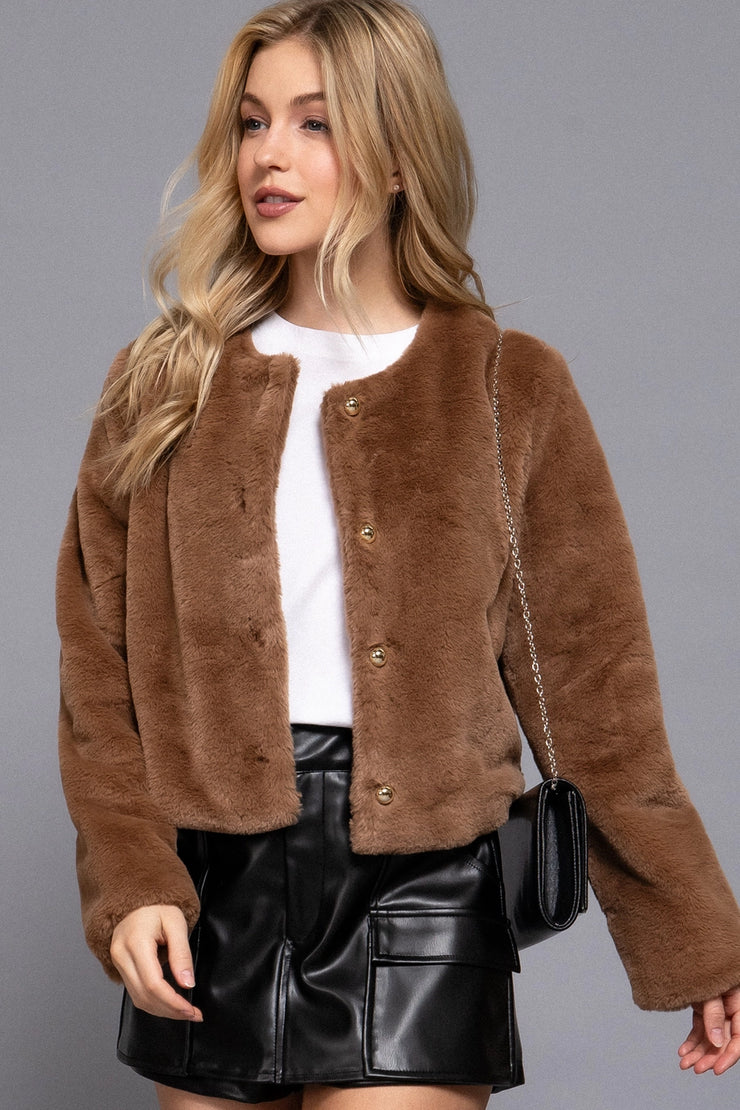Clara Cropped Fur Blazer