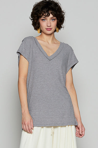 Grey Ribbed Tee