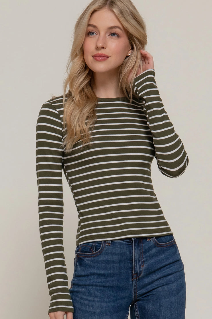 Olive Grove Stripe Tee